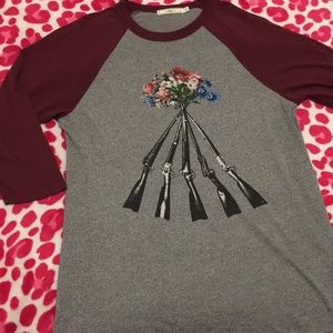 Obey 3 quarter sleeve shirt
